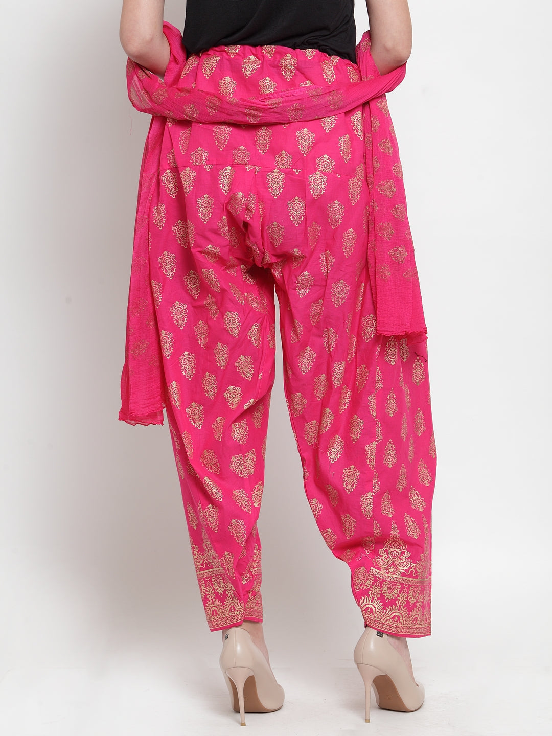 Women's Pink Printed Salwar Dupatta (2PC) - Wahe-NOOR