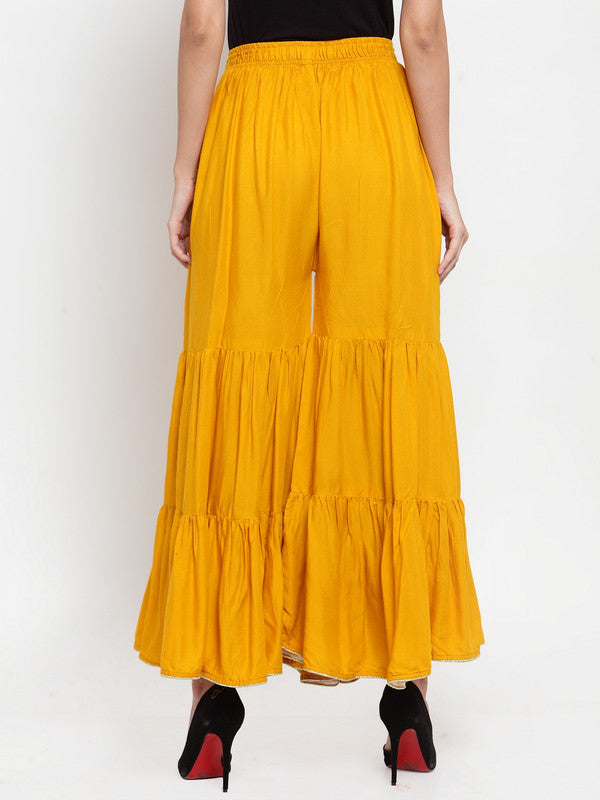 Women's Mustard Flared Solid Gharara