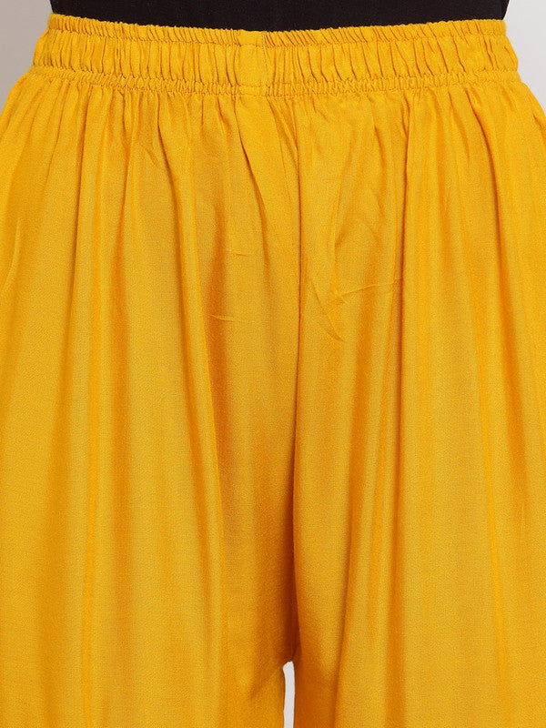 Women's Mustard Flared Solid Gharara