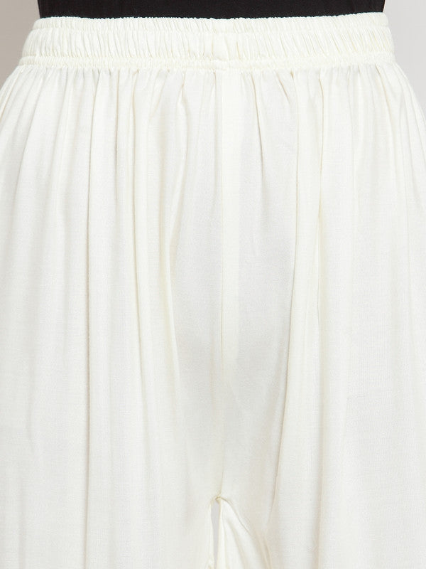 Women's Off-White Flared Solid Gharara