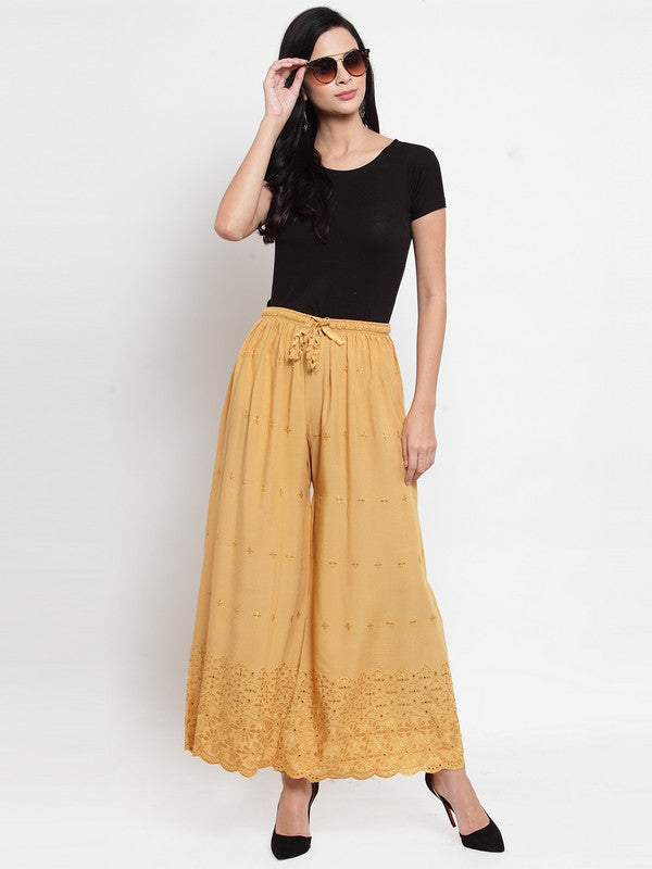 Women's Fawn Chikankari Rayon Sharara