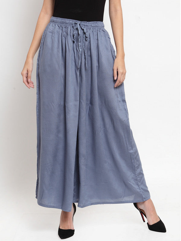 Women's Grey Solid Rayon Sharara