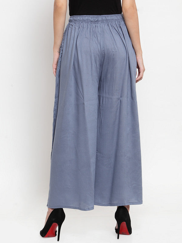 Women's Grey Solid Rayon Sharara