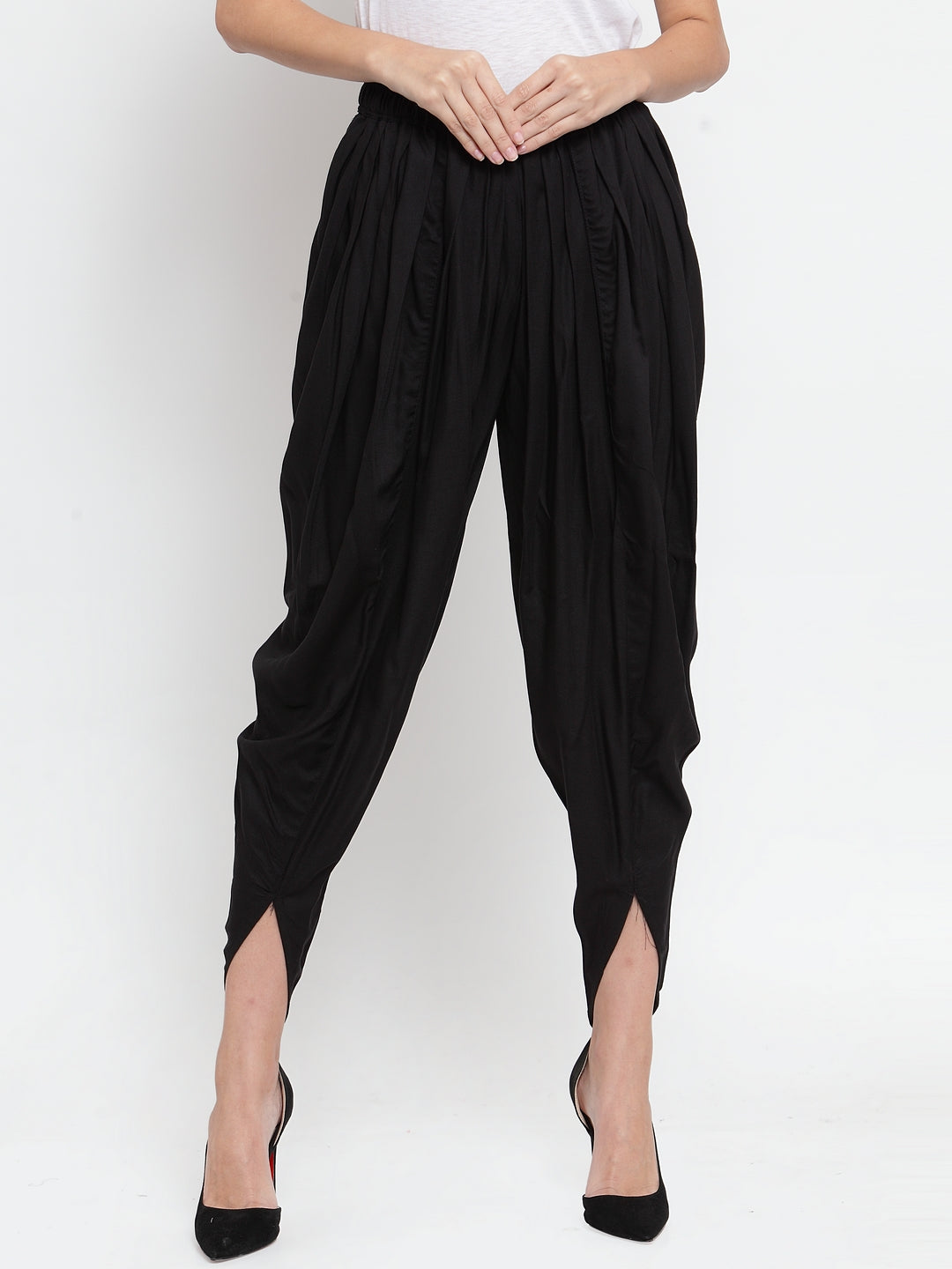 Women's Black Rayon Dhoti Salwar