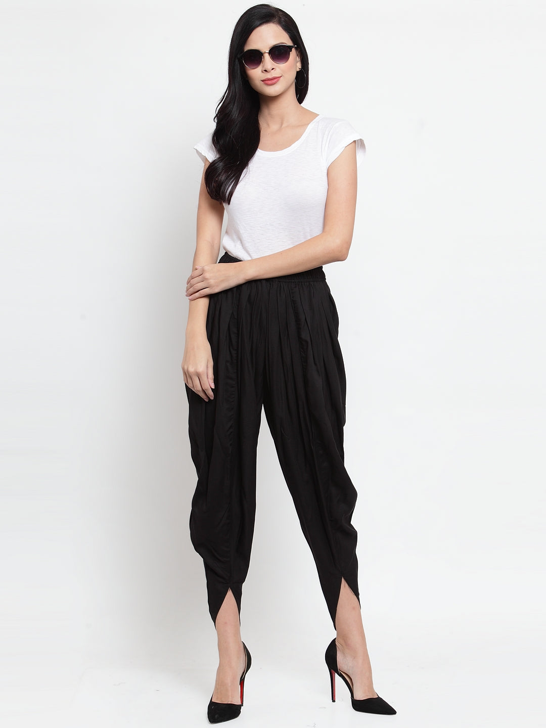 Women's Black Rayon Dhoti Salwar