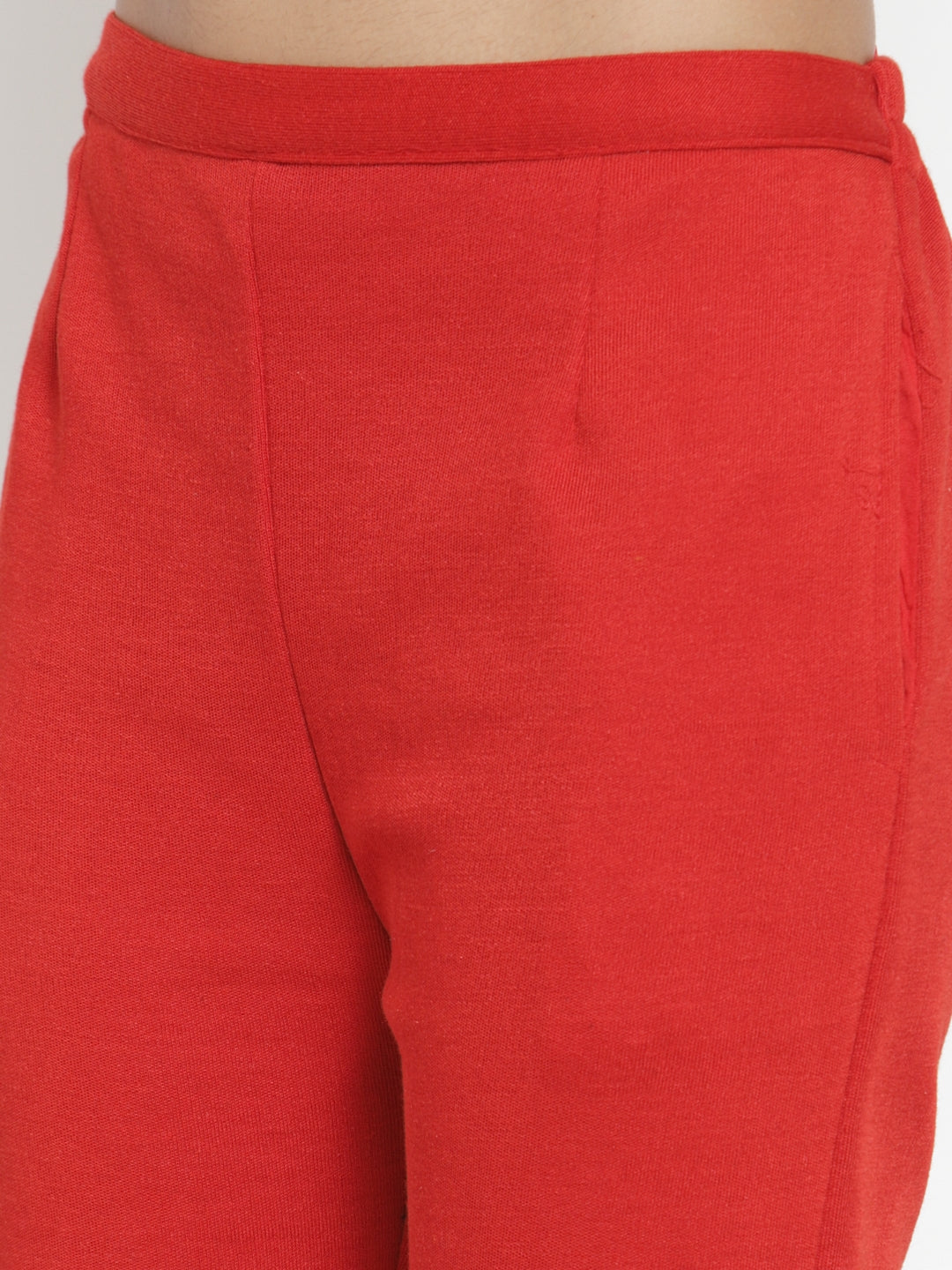 Women's Red Woolen Pencil Pant - Wahe-NOOR