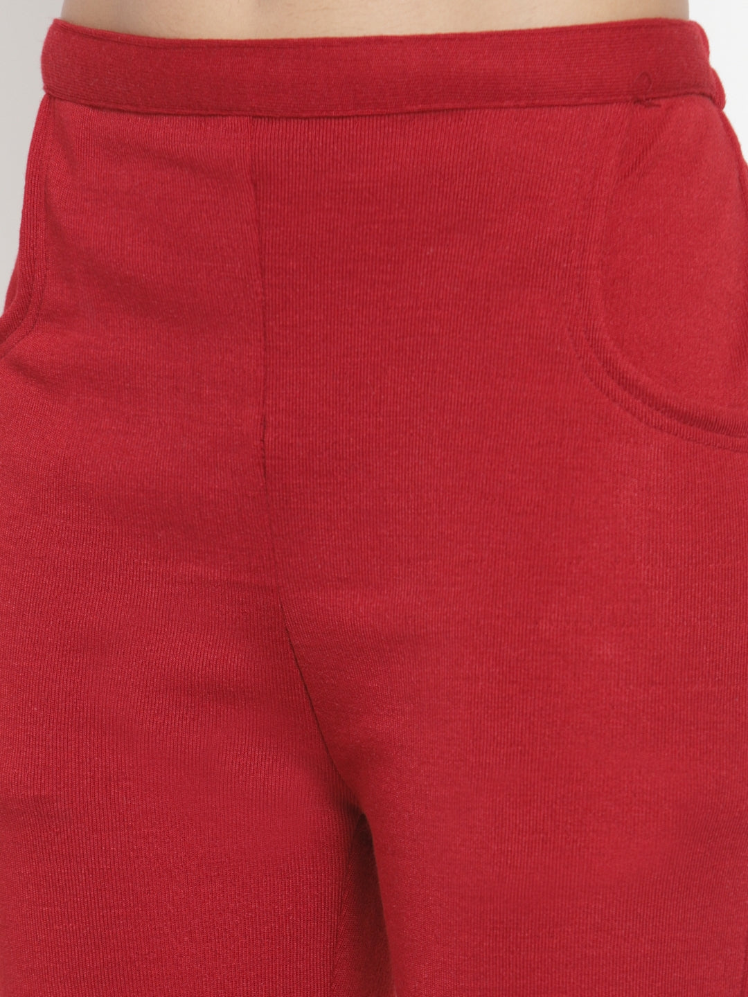 Women's Maroon Woolen Solid Pant - Wahe-NOOR
