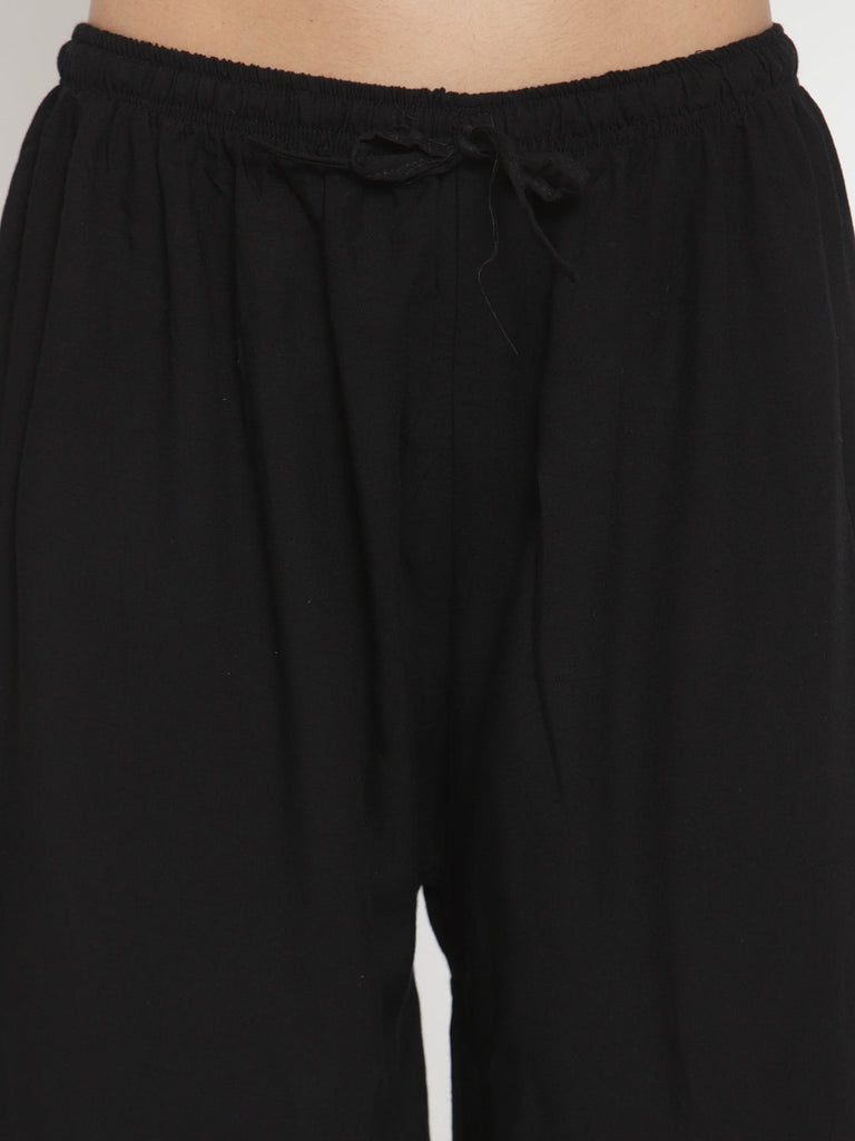 Women's Black Self Design Rayon Palazzo