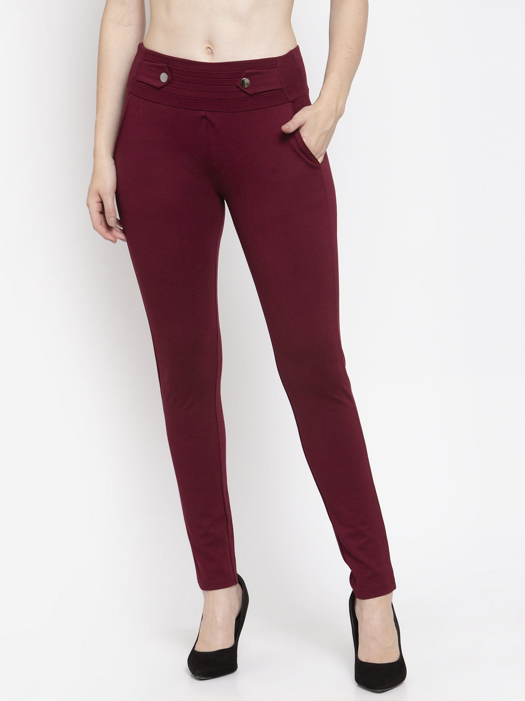 Women's Maroon Smart Fit Jeggings
