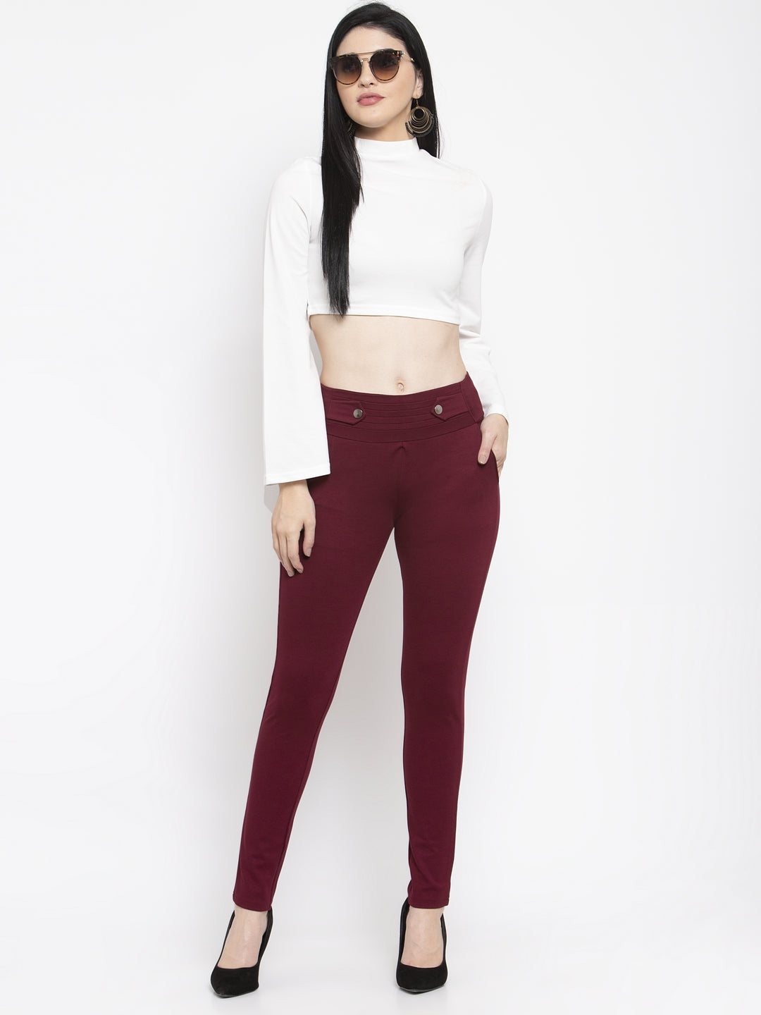 Women's Maroon Smart Fit Jeggings