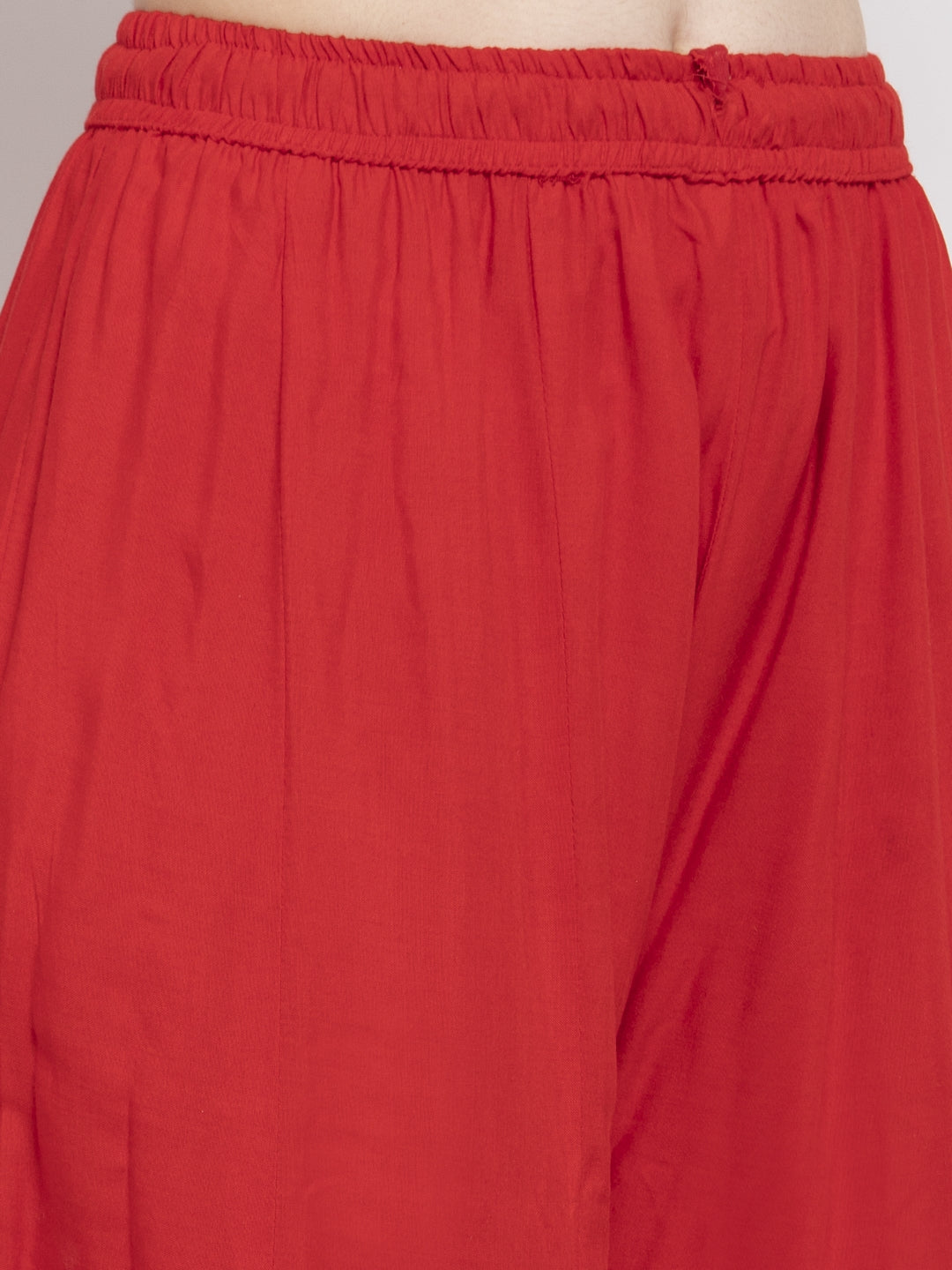 Women's Red Flared Embellished Sharara - Wahe-NOOR