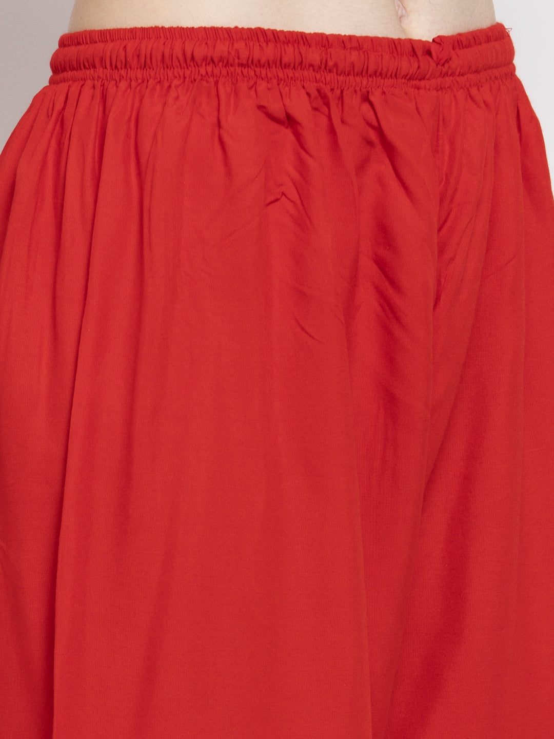 Women's Red Straight Printed Rayon Palazzo - Wahe-NOOR