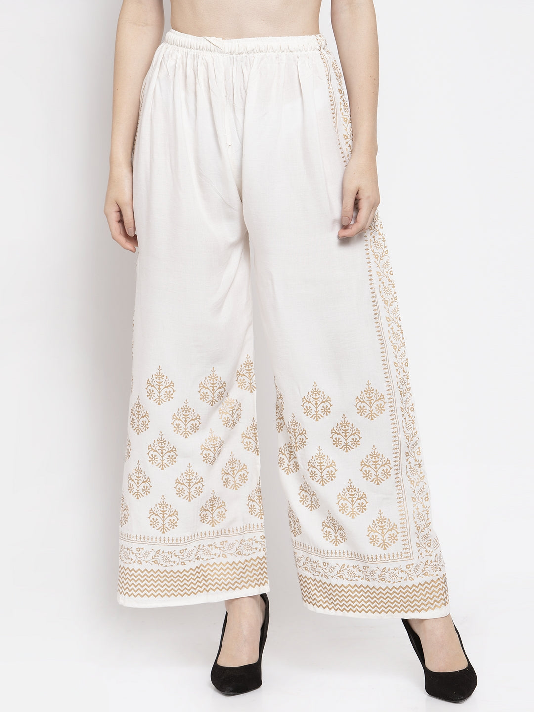 Women's Off-White Rayon Palazzo