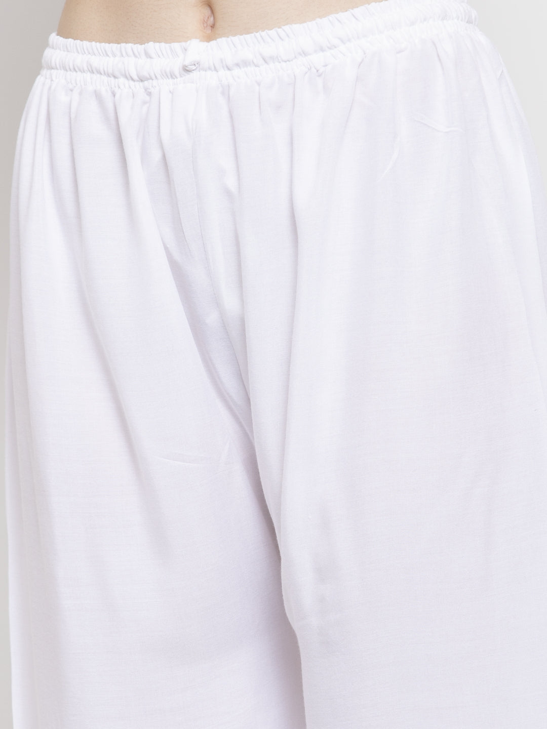 Women's White Solid Rayon Palazzo - Wahe-NOOR