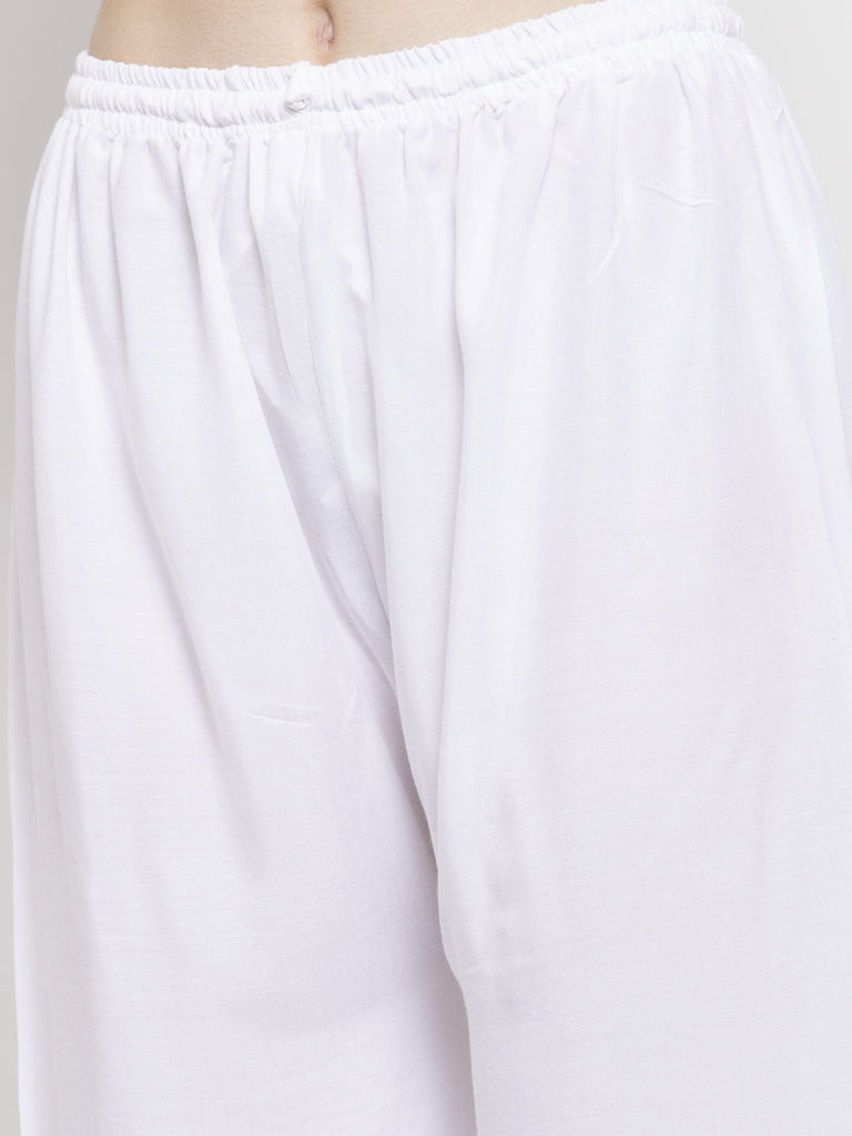 Women's White Solid Rayon Palazzo