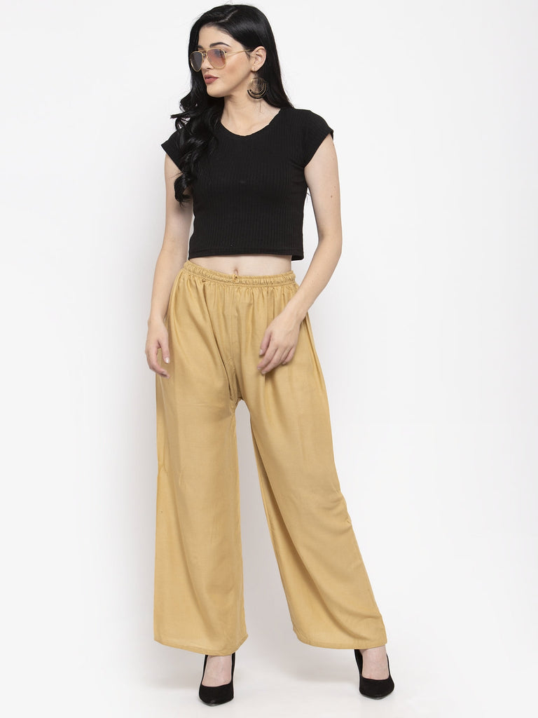 Women's Fawn Solid Rayon Palazzo