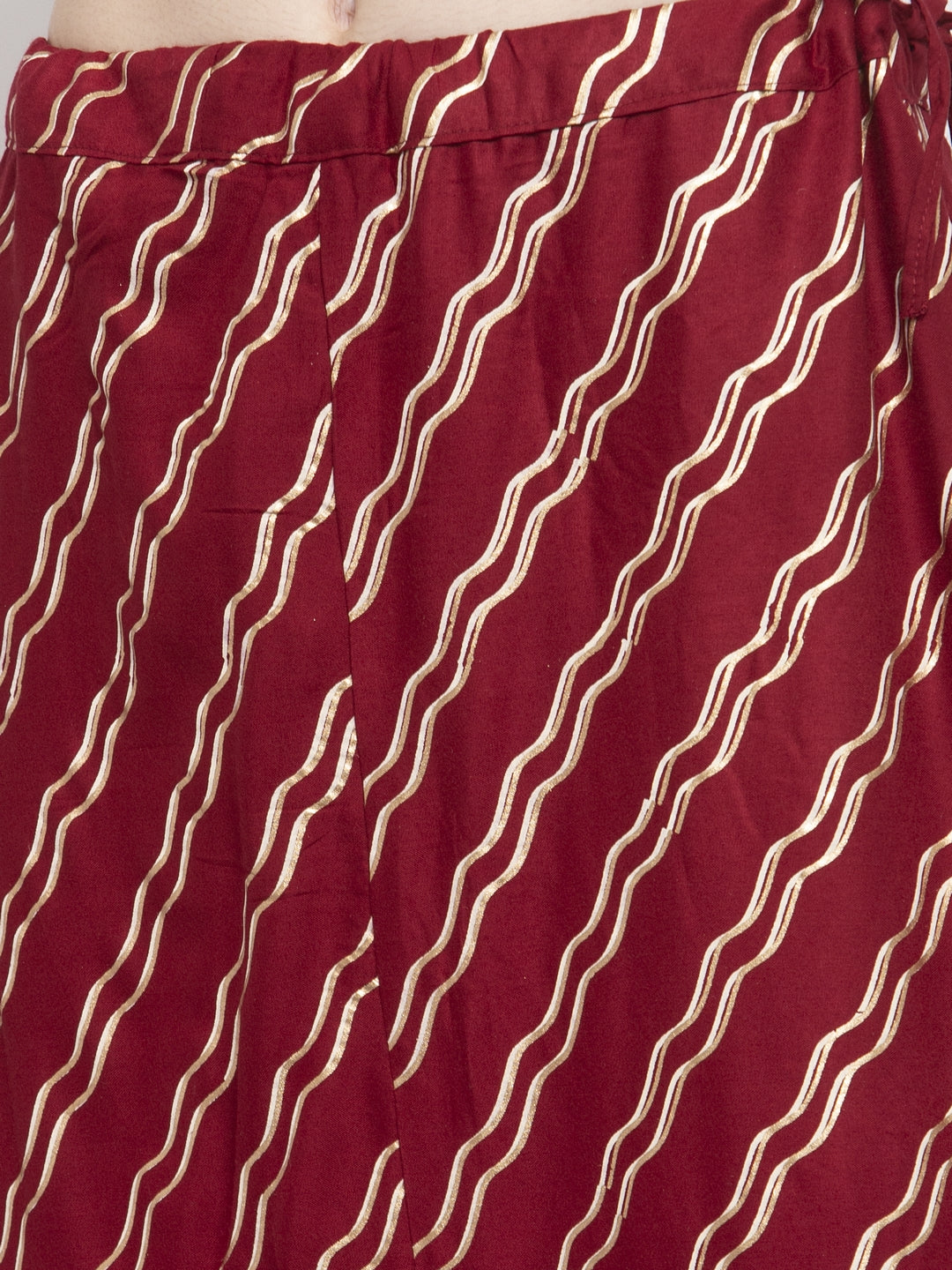 Women's Maroon Printed Flared Rayon Maxi Skirt - Wahe-NOOR