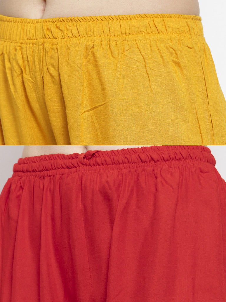 Women's Solid Mustard & Red Rayon Palazzo (Pack Of 2)