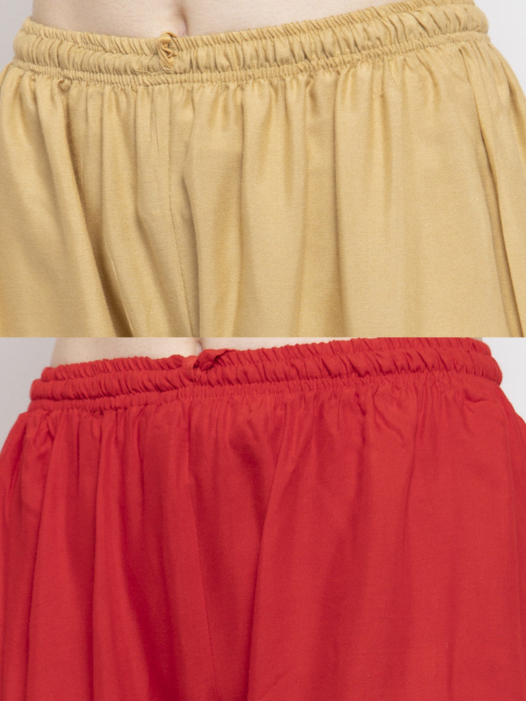 Women's Solid Fawn & Red Rayon Palazzo (Pack Of 2)