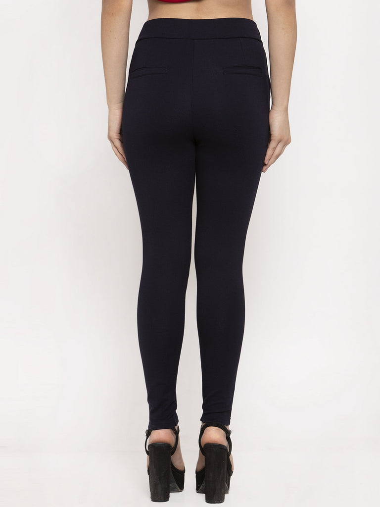 Women's Navy Blue Regular Fit Jeggings