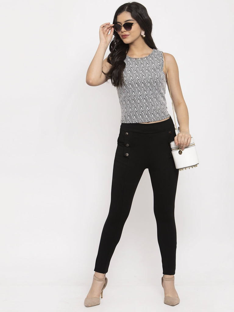 Women's Black Regular Fit Jeggings