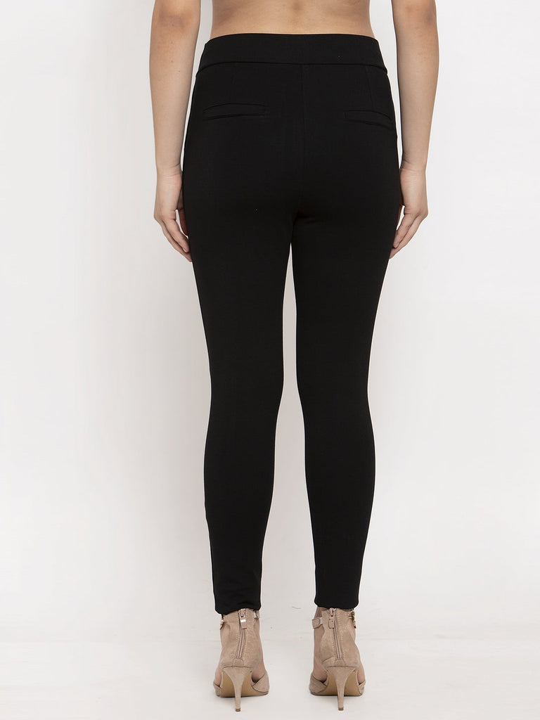 Women's Black Regular Fit Jeggings