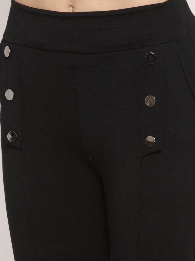 Women's Black Regular Fit Jeggings