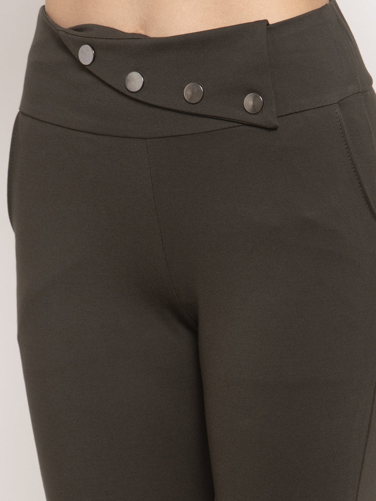 Women's Olive Relaxed Fit Jeggings