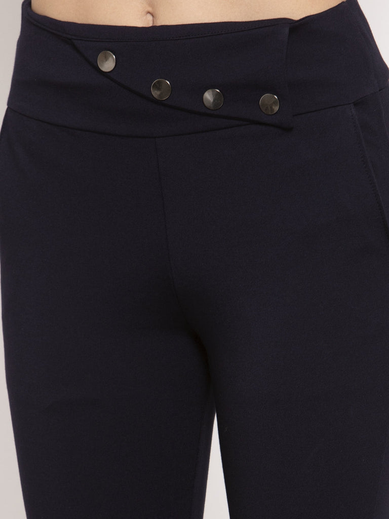 Women's Navy Blue Relaxed Fit Jeggings