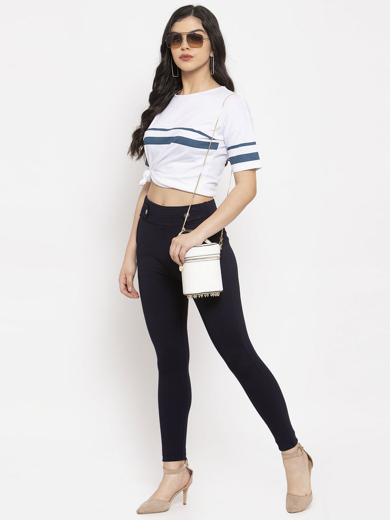 Women's Navy Blue Slim Fit Jeggings