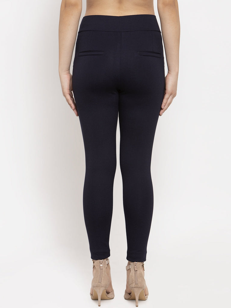 Women's Navy Blue Slim Fit Jeggings