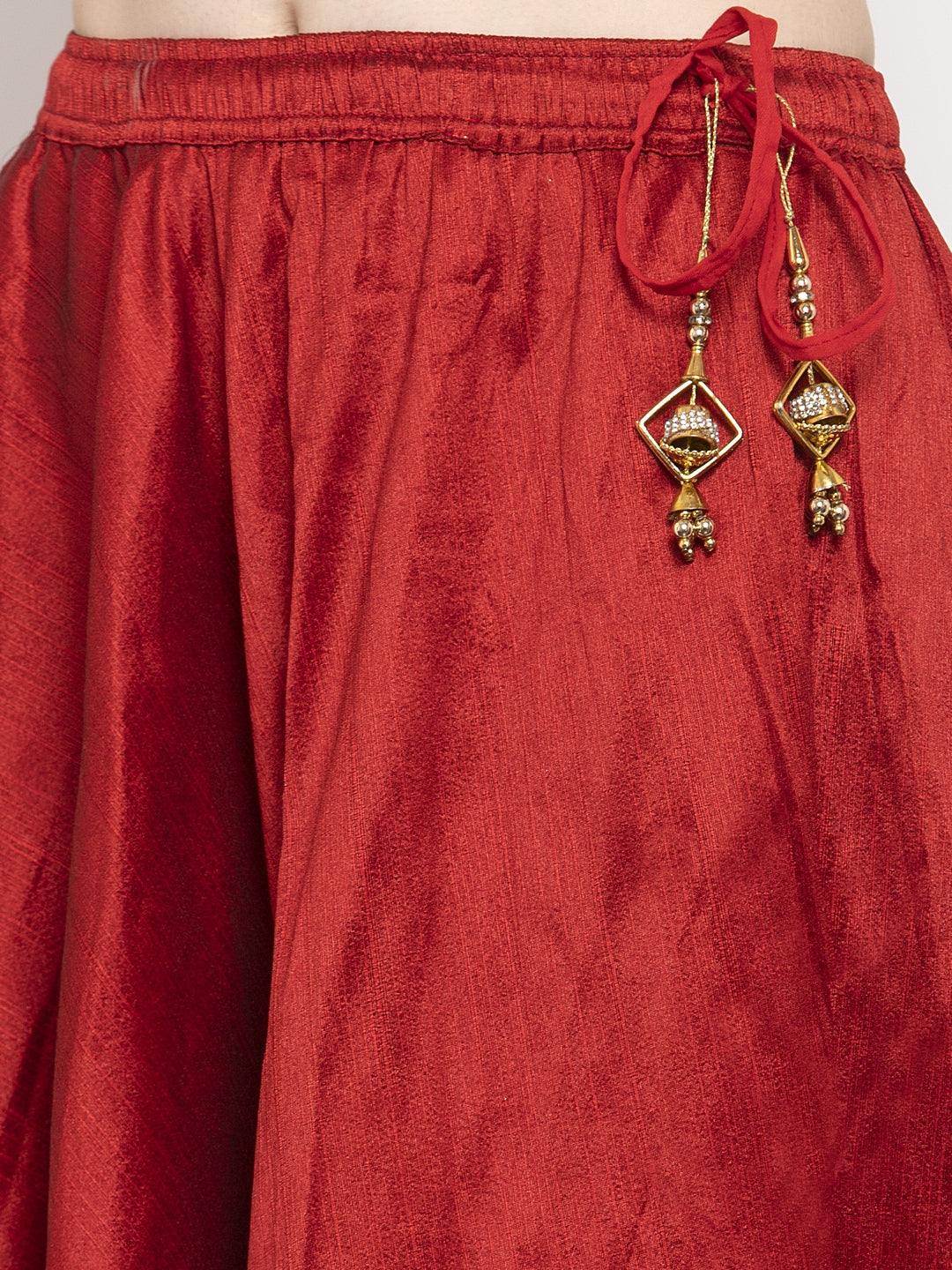 Women's Maroon Flared Embellished Skirt - Wahe-NOOR