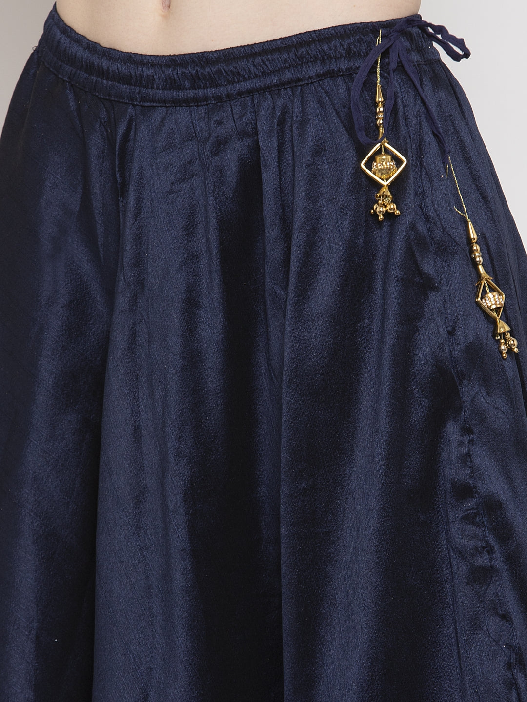 Women's Navy Blue Flared Embellished Skirt - Wahe-NOOR