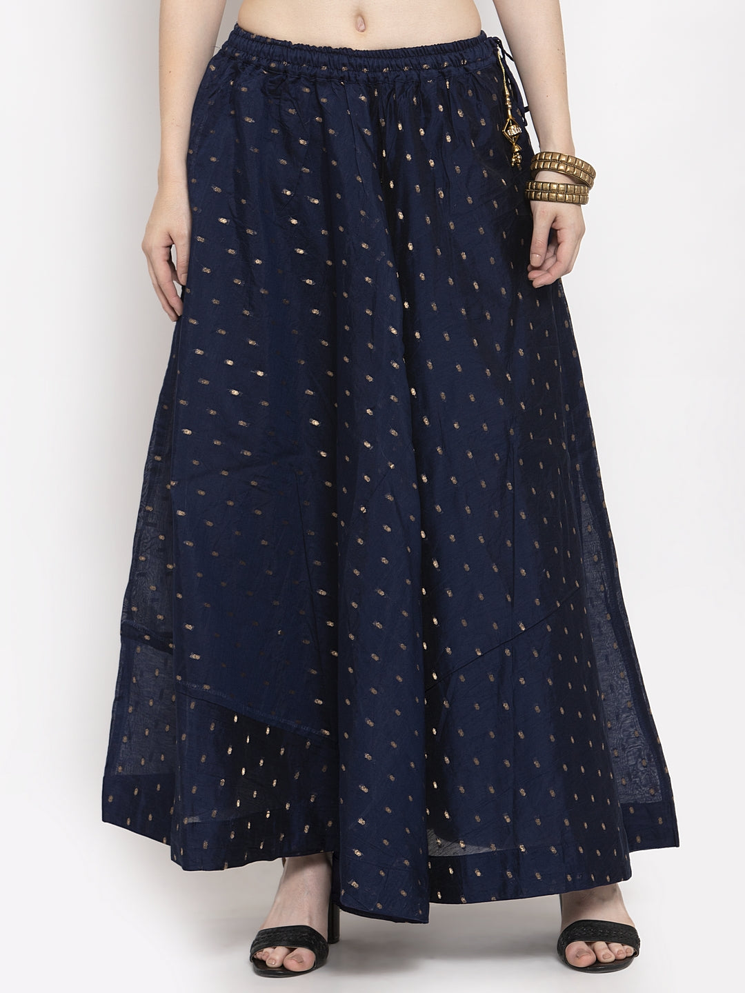 Women's Navy Blue Zari Maxi Skirt - Wahe-NOOR
