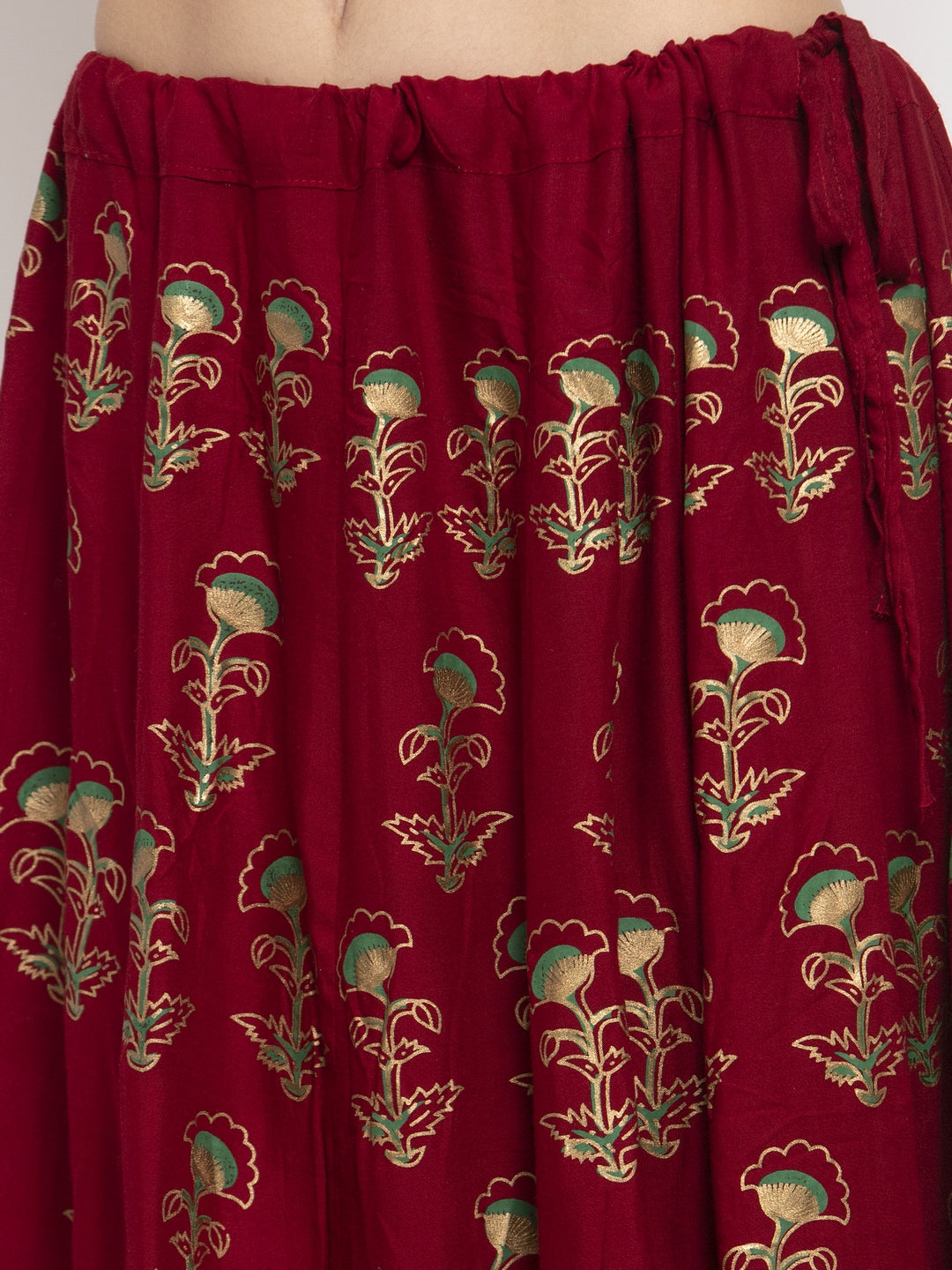 Women's Maroon Printed Rayon Skirt - Wahe-NOOR
