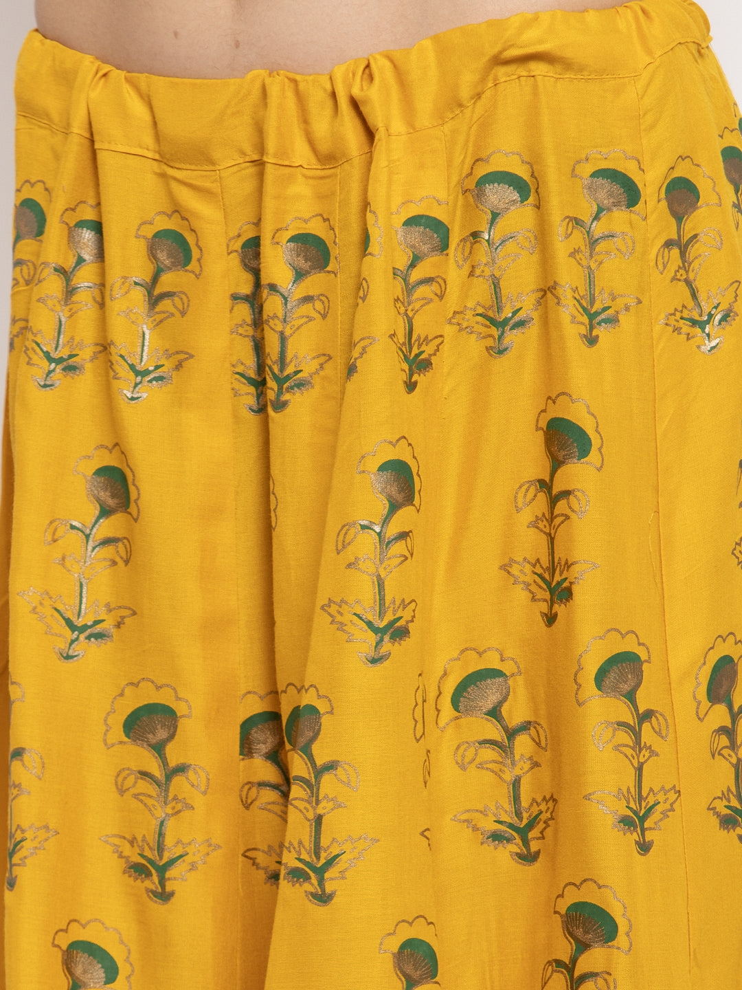 Women's Mustard Printed Rayon Skirt - Wahe-NOOR