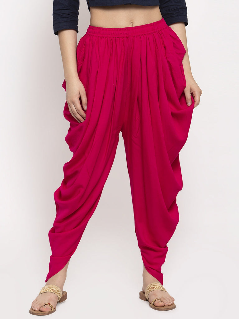 Women's Magenta Rayon Dhoti Salwar