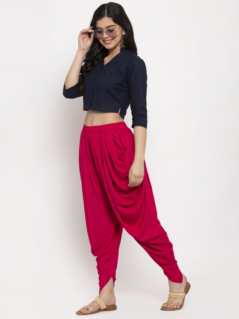 Women's Magenta Rayon Dhoti Salwar