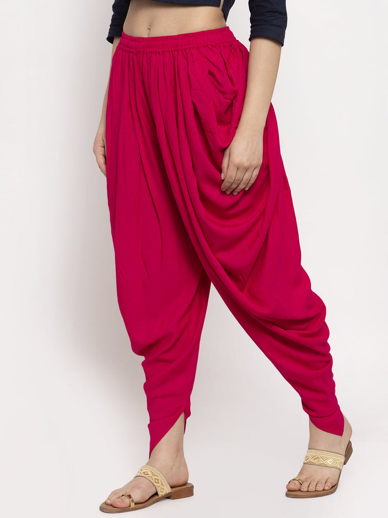 Women's Magenta Rayon Dhoti Salwar