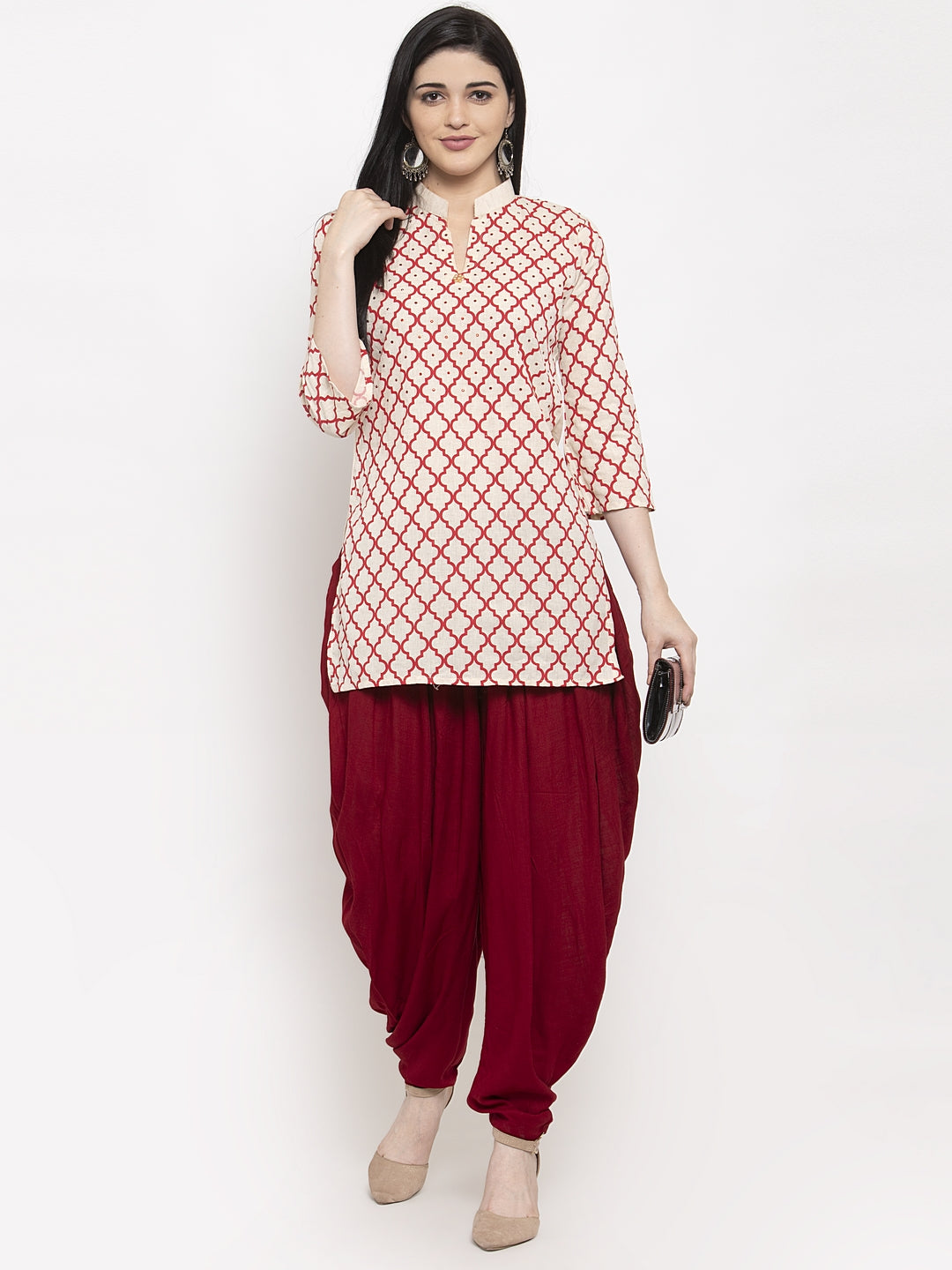 Women's Maroon Rayon Dhoti Salwar