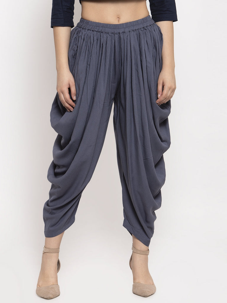 Women's Grey Rayon Dhoti Salwar