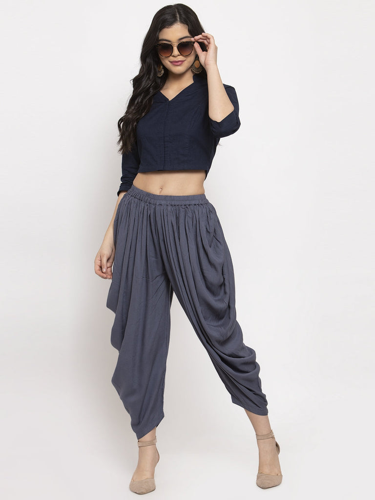Women's Grey Rayon Dhoti Salwar