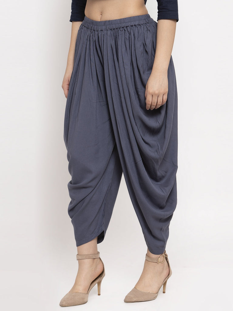 Women's Grey Rayon Dhoti Salwar