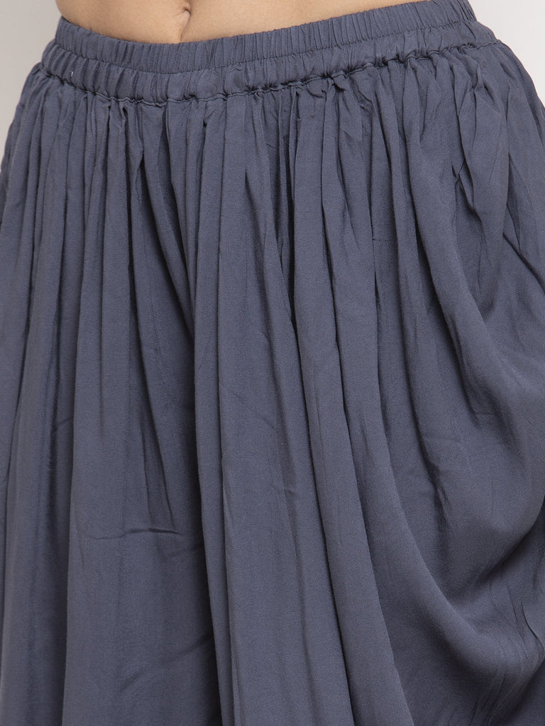 Women's Grey Rayon Dhoti Salwar
