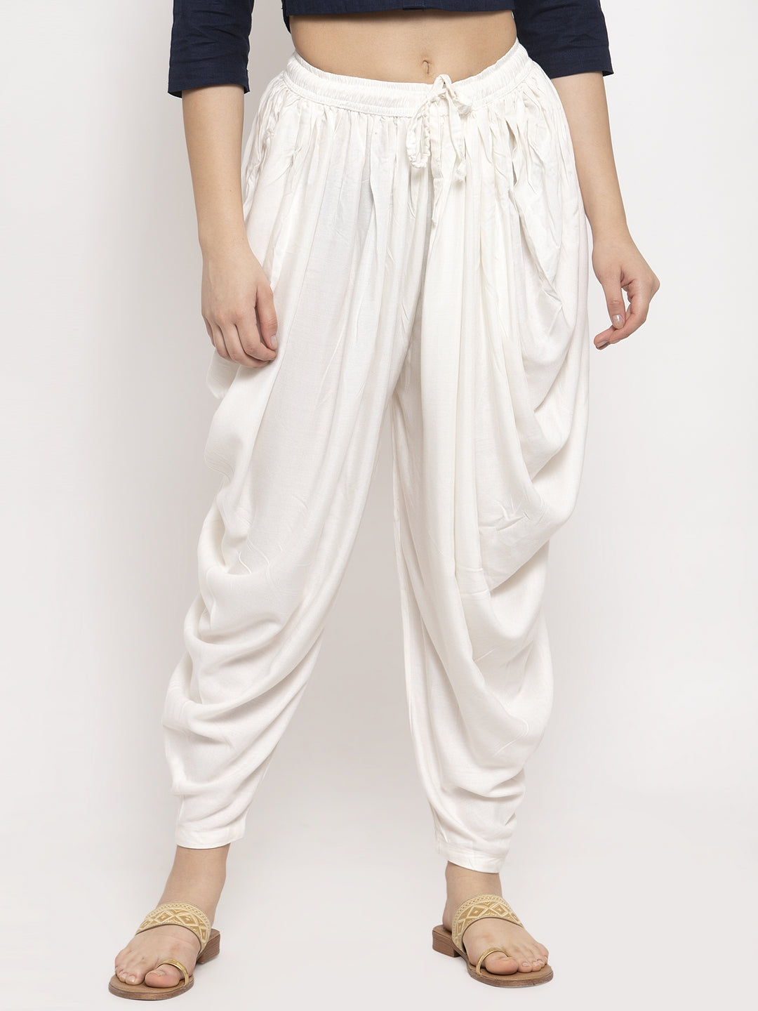 Women's Off-White Rayon Dhoti Salwar