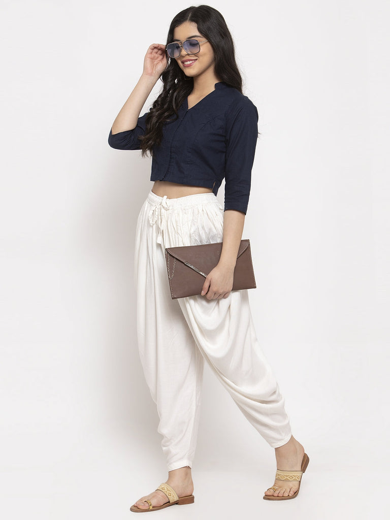 Women's Off-White Rayon Dhoti Salwar