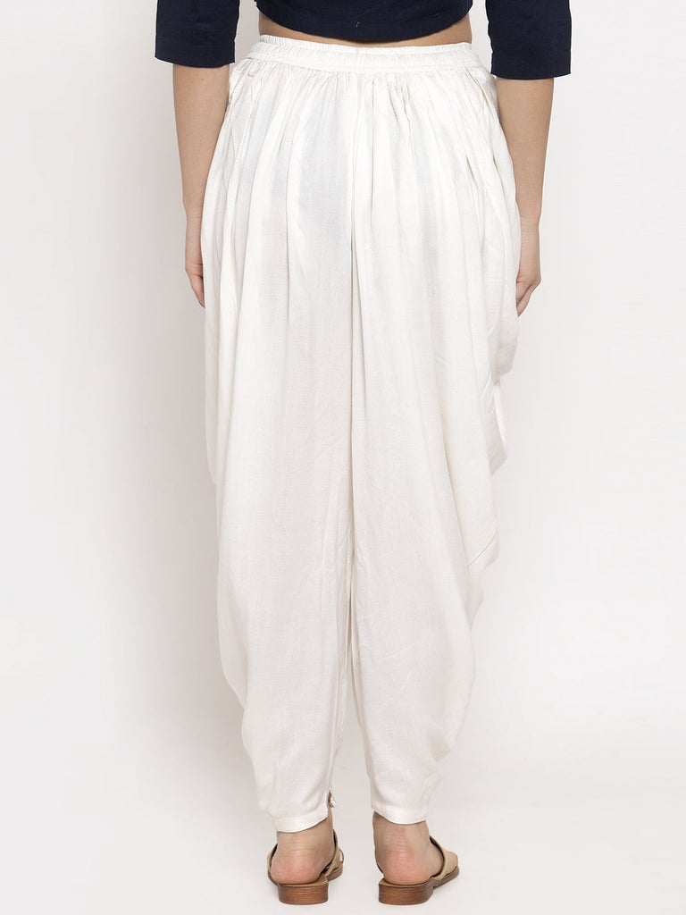 Women's Off-White Rayon Dhoti Salwar