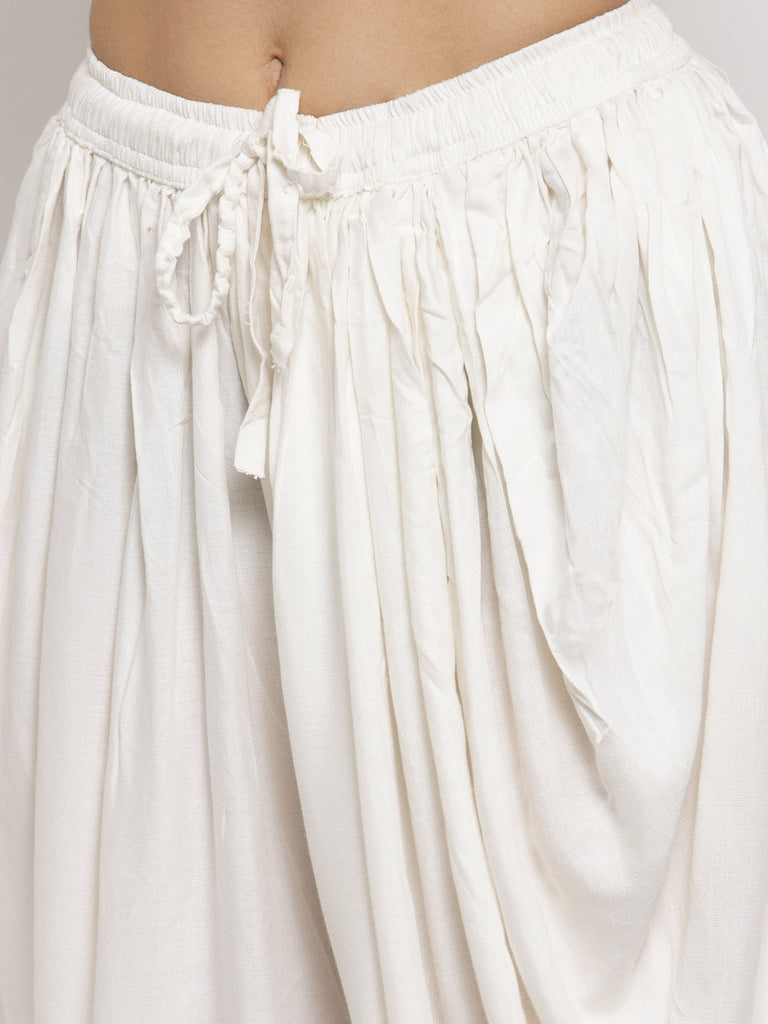 Women's Off-White Rayon Dhoti Salwar