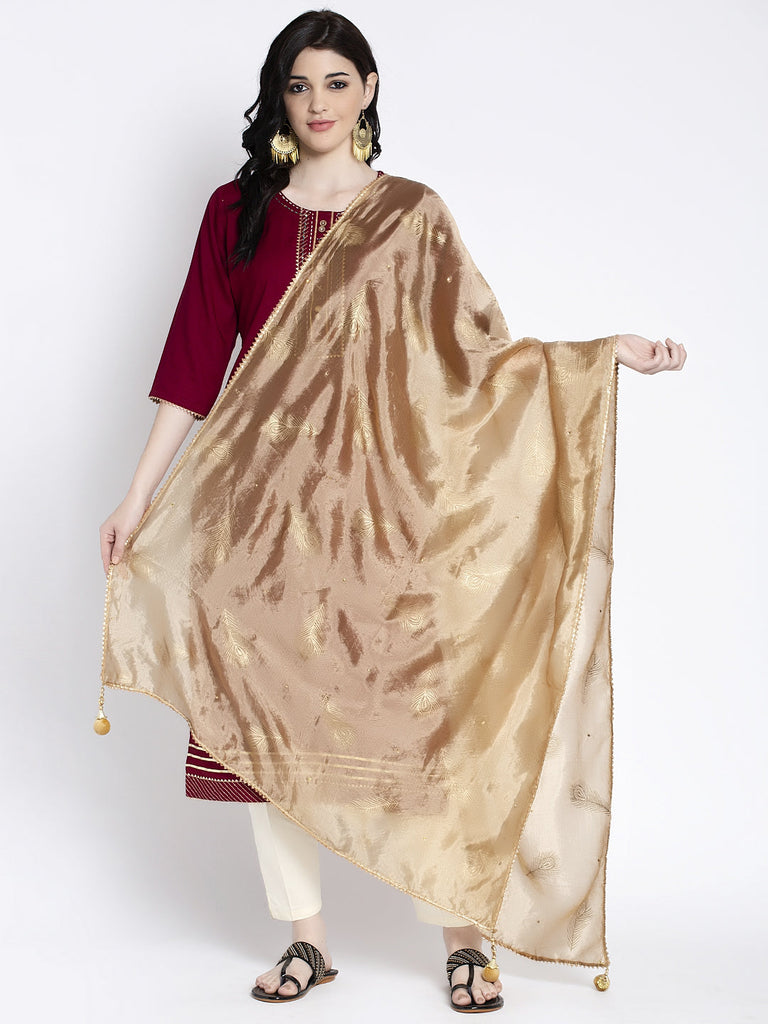 Women's Fawn Printed Poly Silk Dupatta