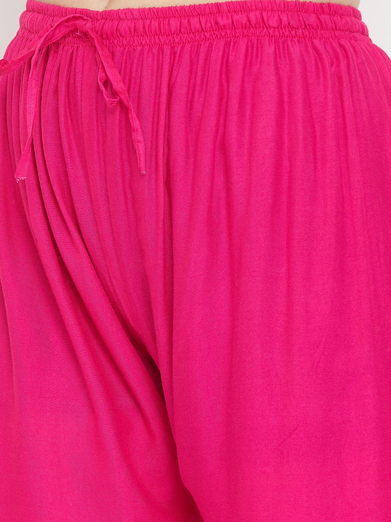 Women's Magenta Straight Solid Palazzo
